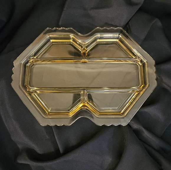 Rare Topaz Yellow Fostoria Mayfair 5-Part Smooth Glass Oblong Relish Dish Tray - Picture 2 of 16